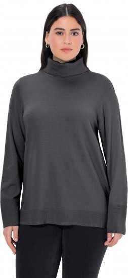 Ulla Popken Turtleneck Ribbed Trim Long Sleeve Sweater Charcoal Grey Melange - Pulovere & hanorace - 