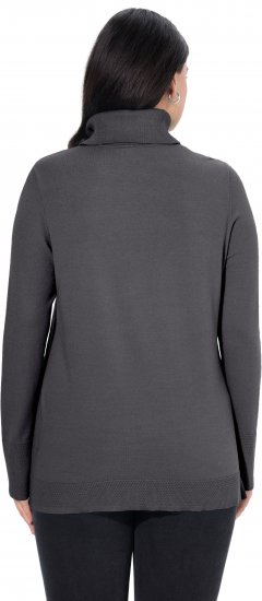 Ulla Popken Turtleneck Ribbed Trim Long Sleeve Sweater Charcoal Grey Melange - Pulovere & hanorace - 