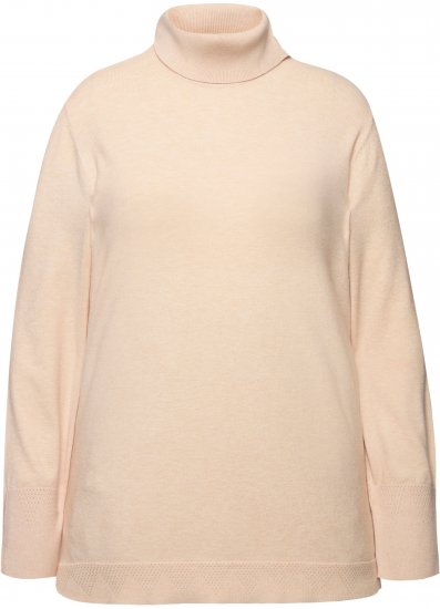 Ulla Popken Turtleneck Ribbed Trim Long Sleeve Sweater Nature Melange - Pulovere & hanorace - 