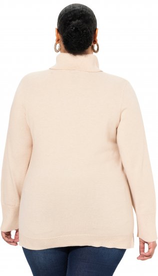 Ulla Popken Turtleneck Ribbed Trim Long Sleeve Sweater Nature Melange - Pulovere & hanorace - 