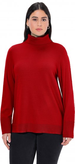 Ulla Popken Turtleneck Ribbed Trim Long Sleeve Sweater Salsa Red - Pulovere & hanorace - 