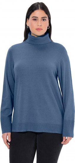 Ulla Popken Turtleneck Ribbed Trim Long Sleeve Sweater Atlantic Blue - Pulovere & hanorace - 