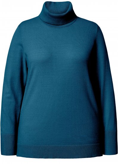 Ulla Popken Turtleneck Ribbed Trim Long Sleeve Sweater Cerulean - Pulovere & hanorace - 