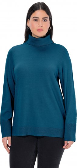Ulla Popken Turtleneck Ribbed Trim Long Sleeve Sweater Cerulean - Pulovere & hanorace - 