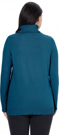 Ulla Popken Turtleneck Ribbed Trim Long Sleeve Sweater Cerulean - Pulovere & hanorace - 