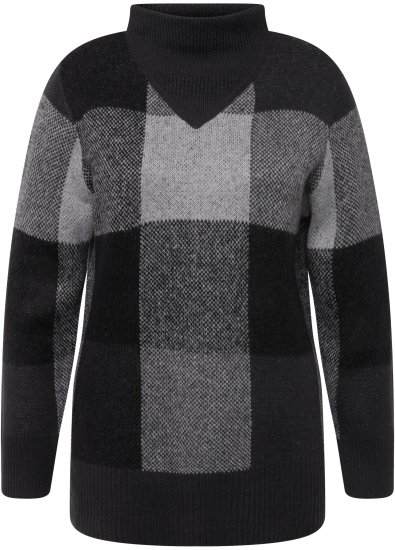 Ulla Popken Grand Check Long Sleeve Sweater Charcoal Grey Melange - Pulovere & hanorace - 