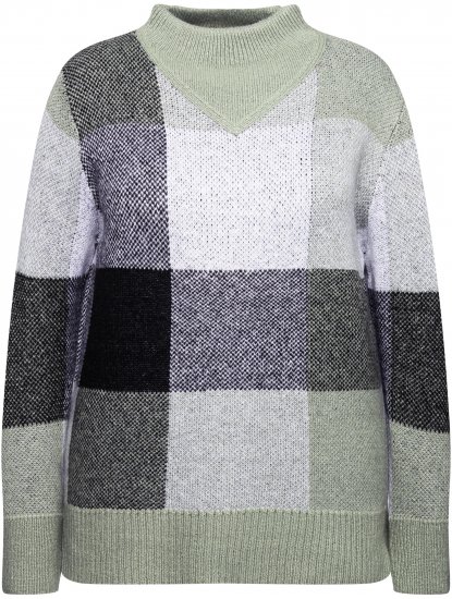 Ulla Popken Grand Check Long Sleeve Sweater Sage Green - Pulovere & hanorace - 