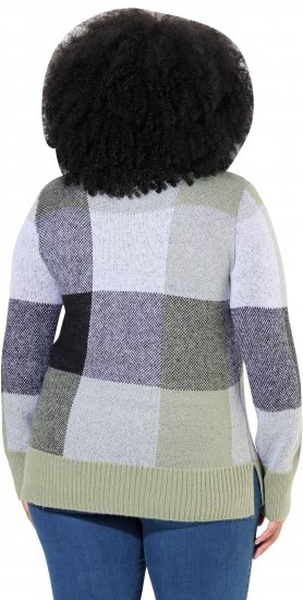 Ulla Popken Grand Check Long Sleeve Sweater Sage Green - Pulovere & hanorace - 