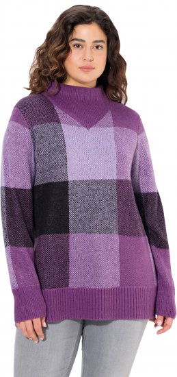 Ulla Popken Grand Check Long Sleeve Sweater Violet - Pulovere & hanorace - 