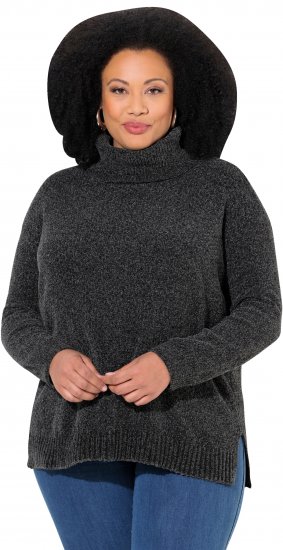 Ulla Popken Soft Textured Chenille Oversized Fit Sweater Graphite Grey - Pulovere & hanorace - 