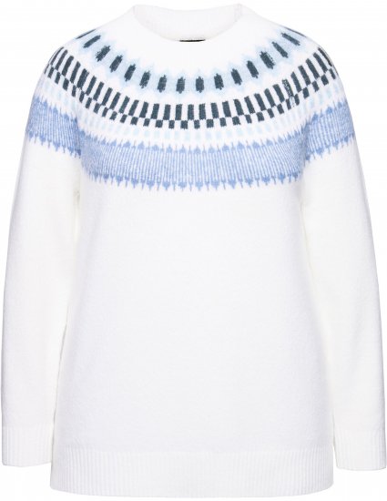 Ulla Popken Norwegian-Inspired Long Sleeve Knit Sweater Snow White - Pulovere & hanorace - 