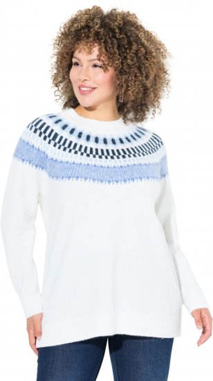 Ulla Popken Norwegian-Inspired Long Sleeve Knit Sweater Snow White - Pulovere & hanorace - 