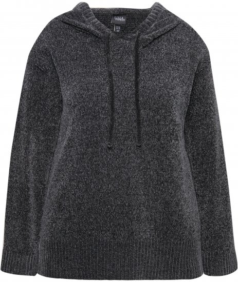 Ulla Popken Chenille Knit Hoodie Graphite Grey - Pulovere & hanorace - 