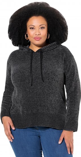 Ulla Popken Chenille Knit Hoodie Graphite Grey - Pulovere & hanorace - 