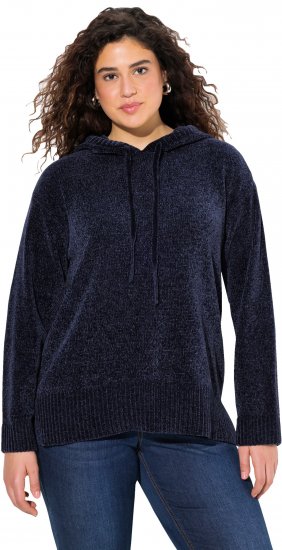 Ulla Popken Chenille Knit Hoodie Navy - Pulovere & hanorace - 