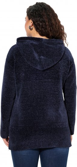 Ulla Popken Chenille Knit Hoodie Navy - Pulovere & hanorace - 