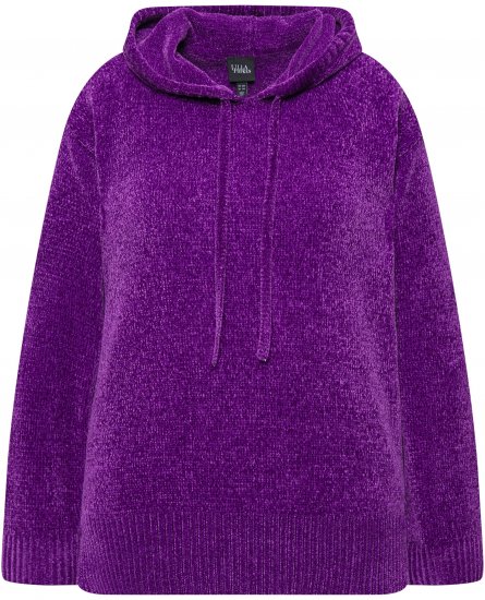 Ulla Popken Chenille Knit Hoodie Dark Purple - Pulovere & hanorace - 