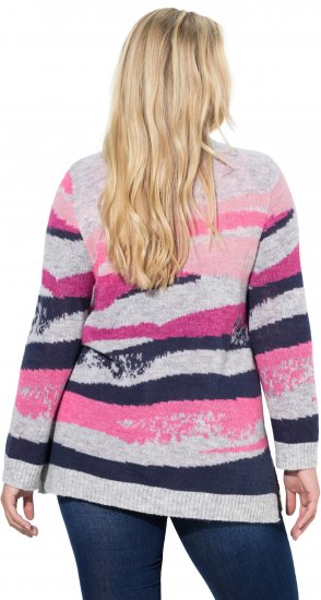 Ulla Popken Landscape Stripe Sweater Light Grey Melange - Pulovere & hanorace - 