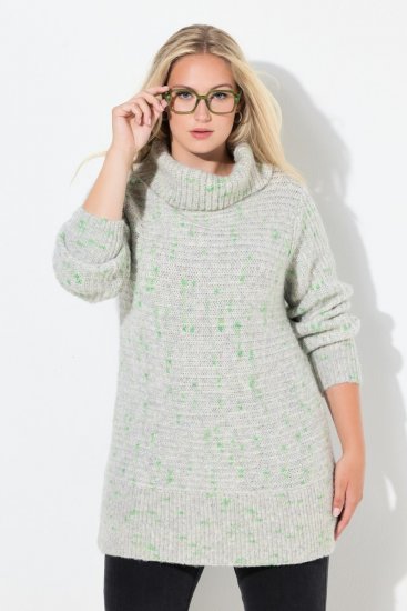 Ulla Popken Space Yarn Oversized Turtleneck Sweater Light Grey Melange - Pulovere & hanorace - Bluze, Hanorace & Tricotaje Comode
