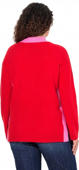 Ulla Popken Color Block Long Sleeve Sweater Lychee - Pulovere & hanorace - 