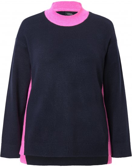 Ulla Popken Color Block Long Sleeve Sweater Ink Blue - Pulovere & hanorace - 