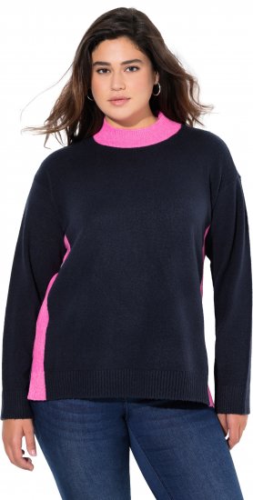 Ulla Popken Color Block Long Sleeve Sweater Ink Blue - Pulovere & hanorace - 