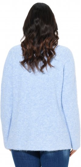 Ulla Popken Long Sleeve V-Neck Ribbed Knit Sweater Light Blue - Pulovere & hanorace - 