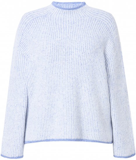 Ulla Popken Striped Wool Blend Turtleneck Sweater Sky Blue - Pulovere & hanorace - 
