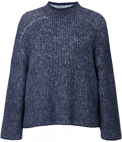 Ulla Popken Striped Wool Blend Turtleneck Sweater Ink Blue - Pulovere & hanorace - 
