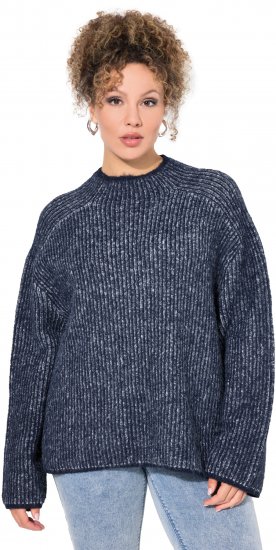 Ulla Popken Striped Wool Blend Turtleneck Sweater Ink Blue - Pulovere & hanorace - 