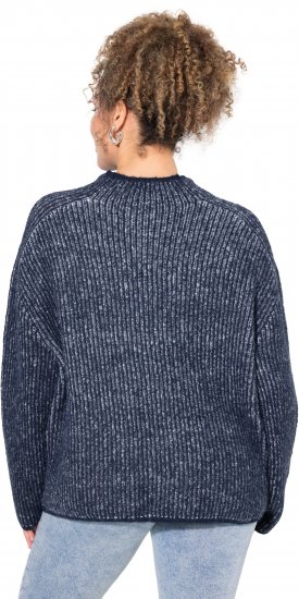 Ulla Popken Striped Wool Blend Turtleneck Sweater Ink Blue - Pulovere & hanorace - 