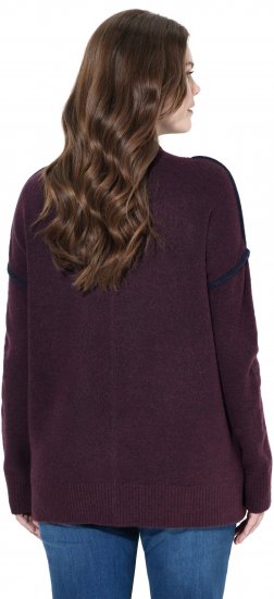 Ulla Popken Contrast Trim Long Sleeve Sweater Dark Ruby - Pulovere & hanorace - 