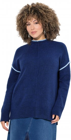 Ulla Popken Contrast Trim Long Sleeve Sweater Dark Blue - Pulovere & hanorace - 