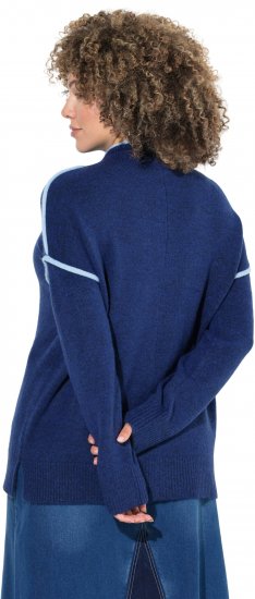 Ulla Popken Contrast Trim Long Sleeve Sweater Dark Blue - Pulovere & hanorace - 
