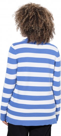 Ulla Popken Striped Polo Collar Long Sleeve Sweater Aegean Blue - Pulovere & hanorace - 