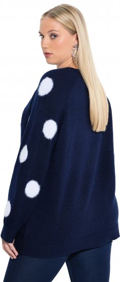 Ulla Popken Fluffy Polka Dot Sweater Ink Blue - Pulovere & hanorace - 