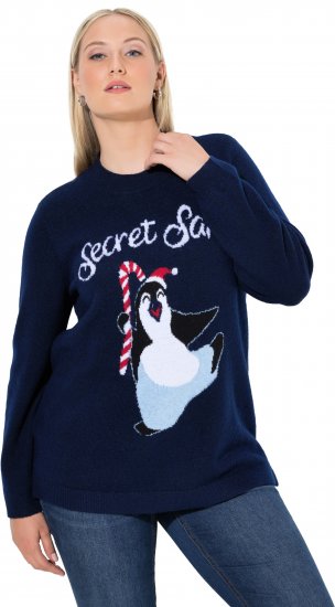 Ulla Popken Whimsical Holiday Sweater Navy - Pulovere & hanorace - 