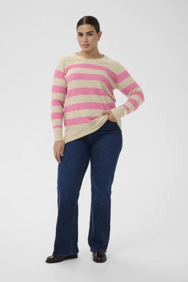Kaffe Curve Niela Pulover în dungi Gri pluma/Roz melanj - Pulovere & haine tricotate - 