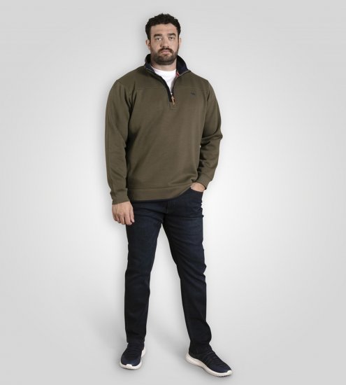 D555 Leicester 2 Quarter Neck Fleece Sweatshirt Khaki - Pulovere & hanorace - Pulovere & Hanorace Bărbați Mărimi Mari