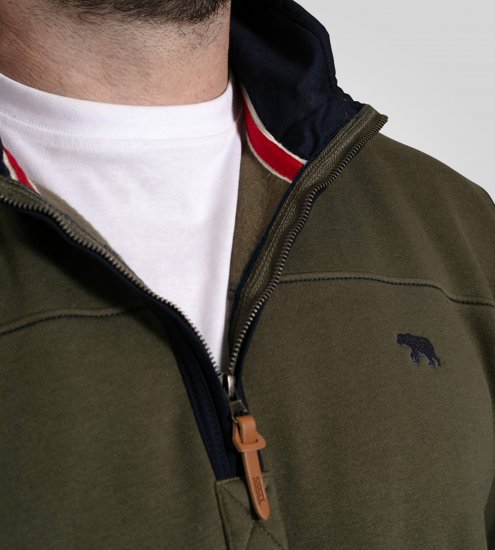 D555 Leicester 2 Quarter Neck Fleece Sweatshirt Khaki - Pulovere & hanorace - Pulovere & Hanorace Bărbați Mărimi Mari