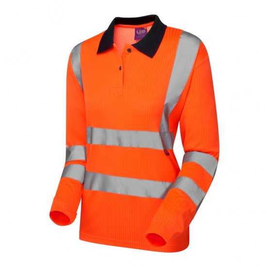 Leo Beaford EcoViz Comfort Women's Sleeved Polo Shirt Orange - Haine de lucru - 