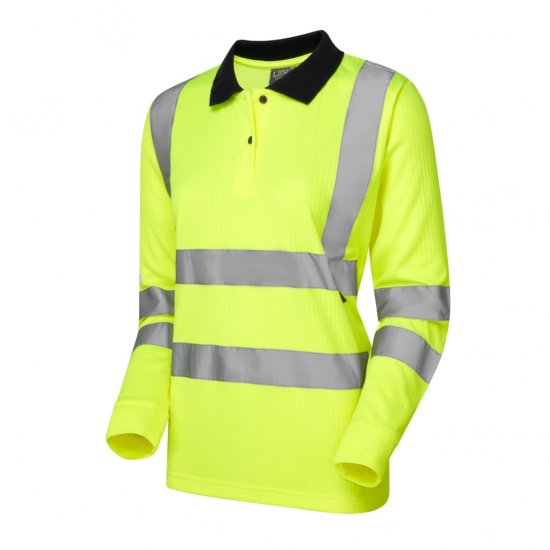 Leo Beaford EcoViz Comfort Women's Sleeved Polo Shirt Yellow - Haine de lucru -