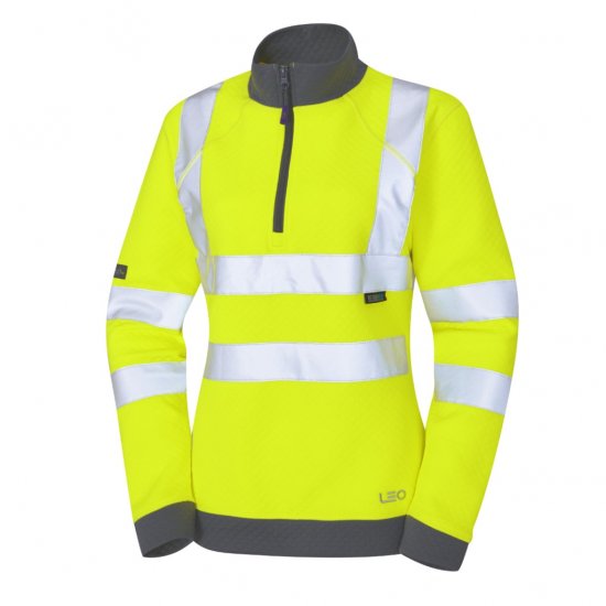 Leo Elberry EcoViz Women's 1/4 Zip Sweatshirt Yellow - Haine de lucru -