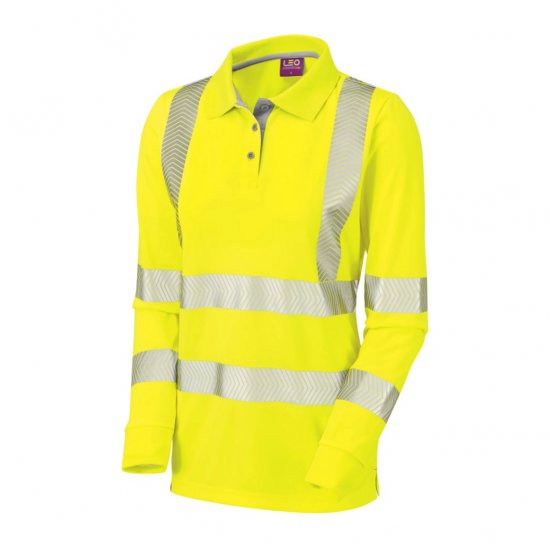 Leo Pollyfield EcoViz Performance+ Women's Sleeved Polo Shirt Yellow - Haine de lucru - 