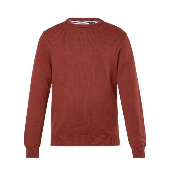 JP1880 Classic Round Neck Long Sleeve Sweater Brick Brown - Pulovere & hanorace - Pulovere & Hanorace Bărbați Mărimi Mari