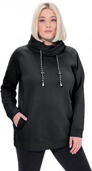 Ulla Popken Drawstring Collar Long Sleeve Sweatshirt Black - Pulovere & hanorace - 