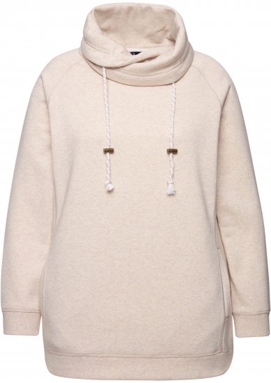 Ulla Popken Drawstring Collar Long Sleeve Sweatshirt Nature Melange - Pulovere & hanorace - 
