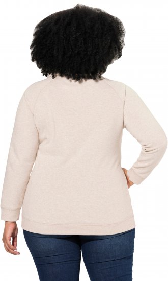 Ulla Popken Drawstring Collar Long Sleeve Sweatshirt Nature Melange - Pulovere & hanorace - 