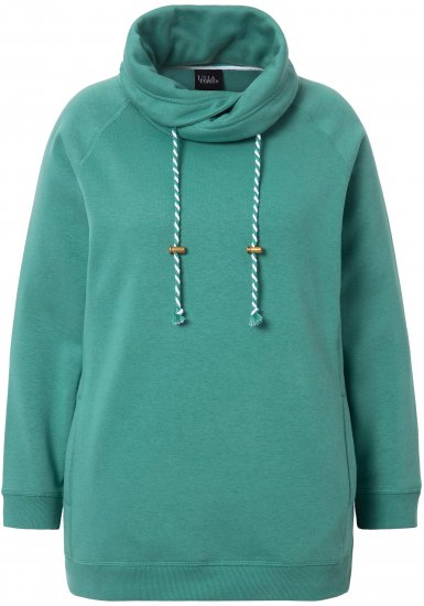 Ulla Popken Drawstring Collar Long Sleeve Sweatshirt Green - Pulovere & hanorace - 
