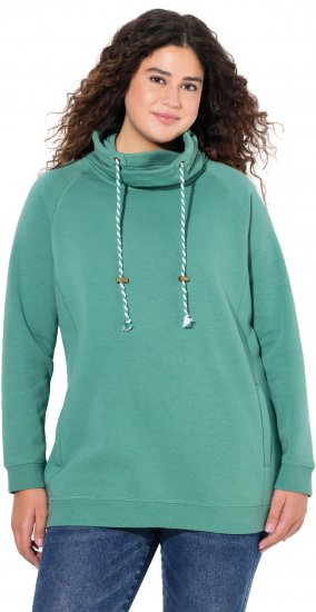 Ulla Popken Drawstring Collar Long Sleeve Sweatshirt Green - Pulovere & hanorace - 